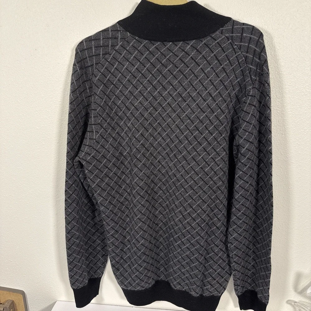 JOS. A. BANK Traveler L Knit 100%‎ Merino Wool Pullover Zip Neck B1